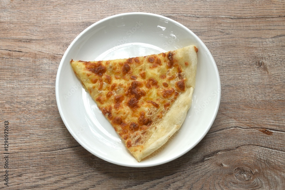 piece of baking homemade pizza topping truffle on plate piece of baking homemade pizza topping truffle on plate
