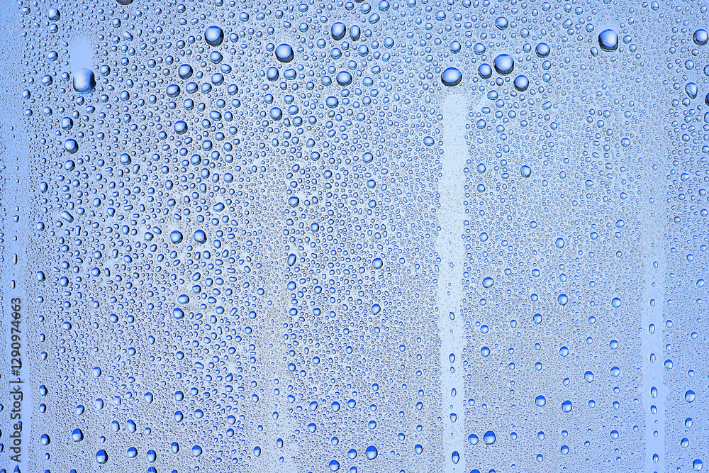 drops glass blue background abstract, transparent cold background water splashes drops glass blue background abstract, transparent cold background water splashes