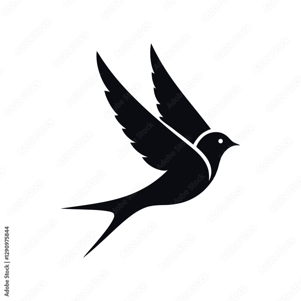 Fototapeta premium Flying Swallow Silhouette Vector – Minimalist Bird Design for Prints