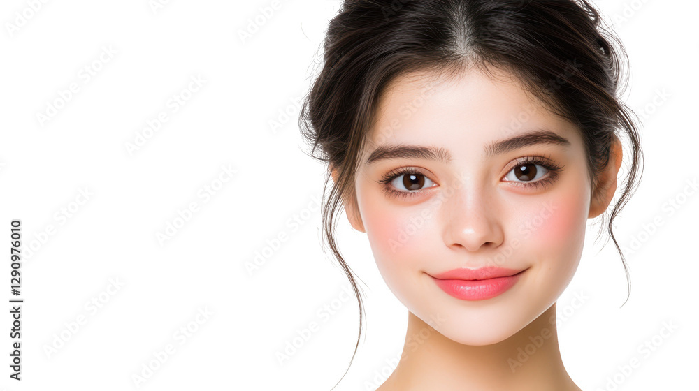 Striking pink lipstick portrait, a woman's beauty against dark contrast Striking pink lipstick portrait, a woman's beauty against dark contrast