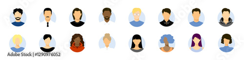 User avatar icons set – male & female faces, profile pictures