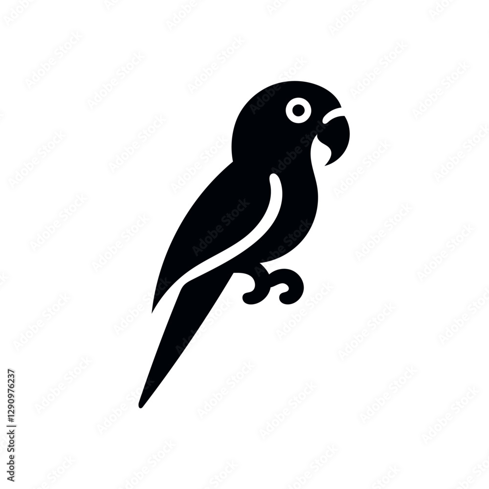 Obraz premium Parrot Silhouette Vector – Flying Parrot EPS Clipart for Logo