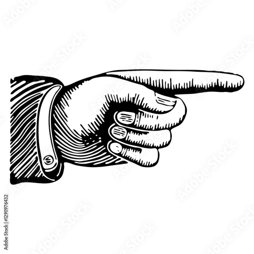 Hand pointing engraving icon