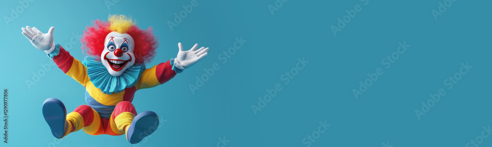 Funny happy clown with a big smile, perfect for April Fools' Day greetings and pranks. Colorful background with ample copy space. Funny happy clown with a big smile, perfect for April Fools' Day greetings and pranks. Colorful background with ample copy space.