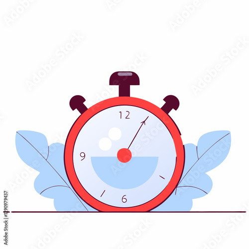 Stylized illustration of a stopwatch surrounded by leaves, symbolizing time management and efficiency