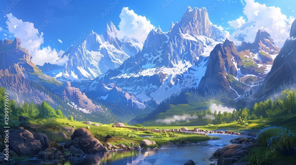 Fototapeta premium A selection of makeup products such as a blush compact, lip gloss, and eyeliner placed on a marble countert