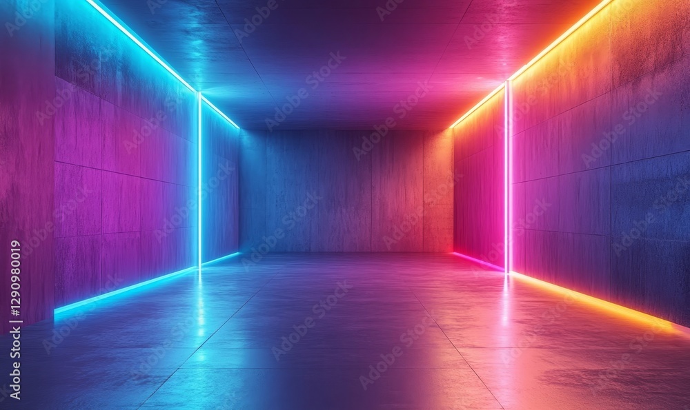 Futuristic Abstract Architecture with Neon Lights, Generative AI Futuristic Abstract Architecture with Neon Lights, Generative AI