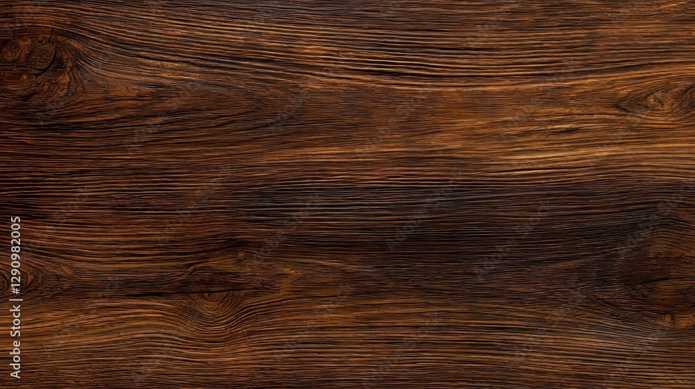 Fototapeta premium Dark wooden background with rich walnut grain and texture. Oak and timber elements create a natural, glossy finish, resembling a modern parquet or laminate design