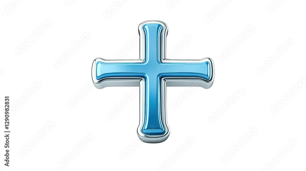 Obraz premium Striking blue cross symbol on a dark background, simple yet powerful design