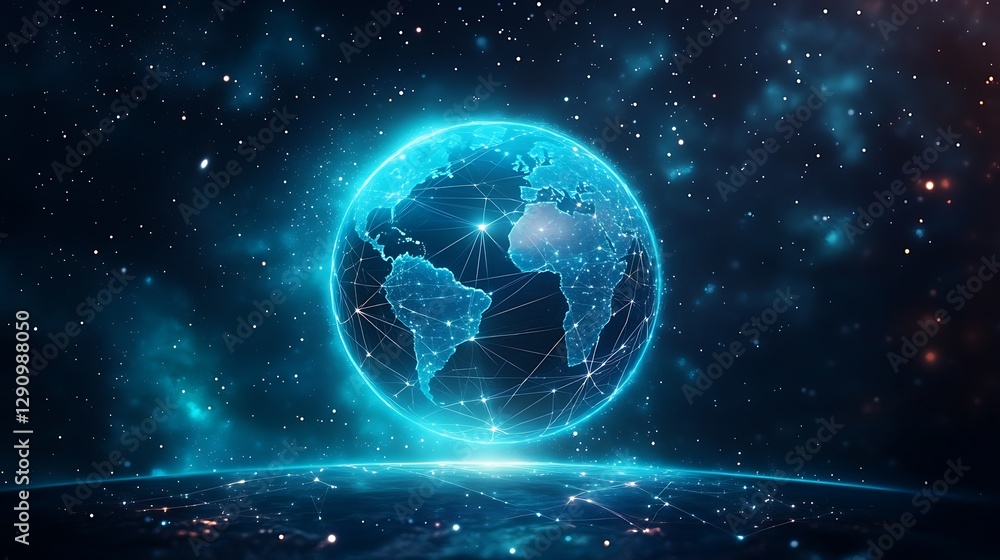 Global network connections, earth at night, space background, technology concept. Global network connections, earth at night, space background, technology concept.