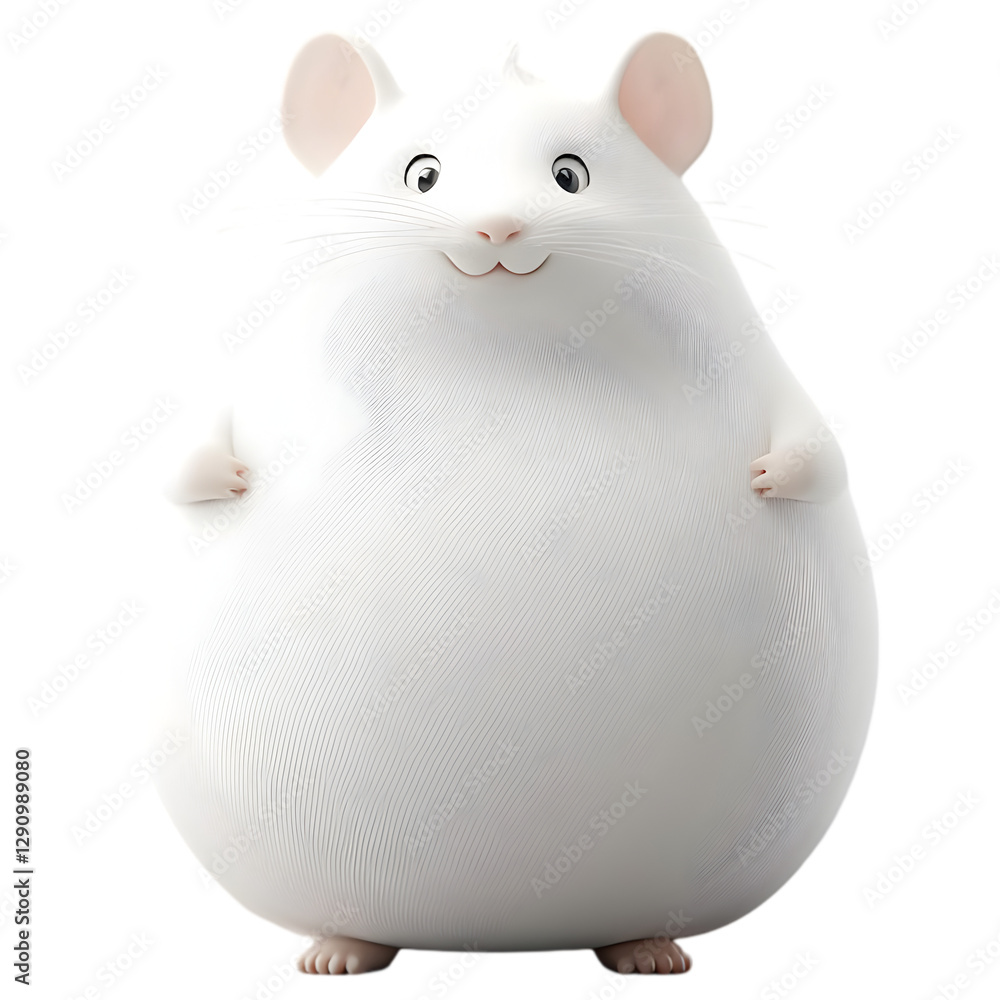 Chubby White Mouse_A 3D cartoon rat made of clean, flowing lines, playful and clever expression, standing upright, minimalistic design. Chubby White Mouse_A 3D cartoon rat made of clean, flowing lines, playful and clever expression, standing upright, minimalistic design.