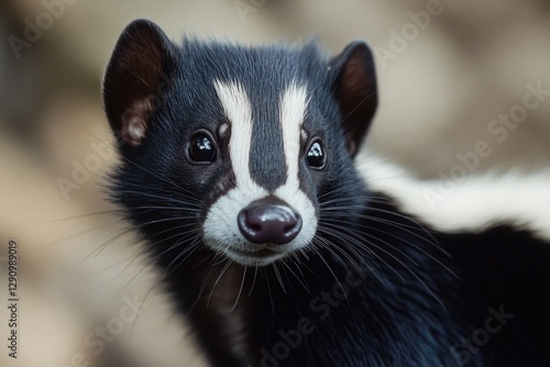 A close-up shot of a black and white animal, perfect for use in a variety of contexts where a detailed image is needed