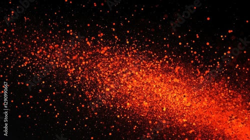 Fiery Orange Particles Scattering Across a Black Background Like Embers