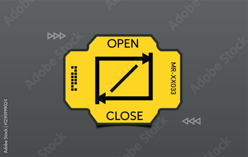 Inscription Open, Close. Cyberpunk style label Vector
