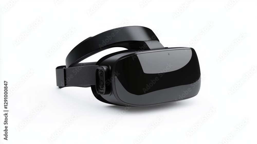 Sleek black headset designed for virtual reality experiences and Sleek black headset designed for virtual reality experiences and