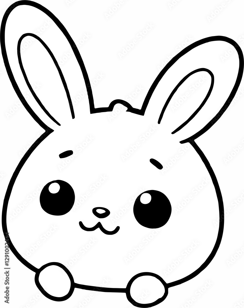 Obraz premium Easter bunny drawing, black and white line drawing, can be colored.