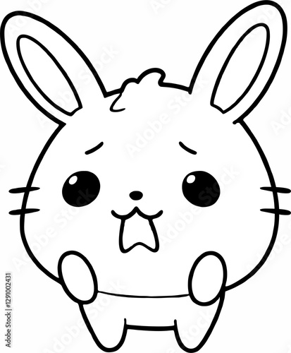 Easter bunny drawing, black and white line drawing, can be colored.