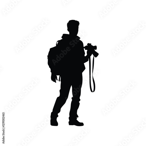 Young stylish photographer Standing with hold