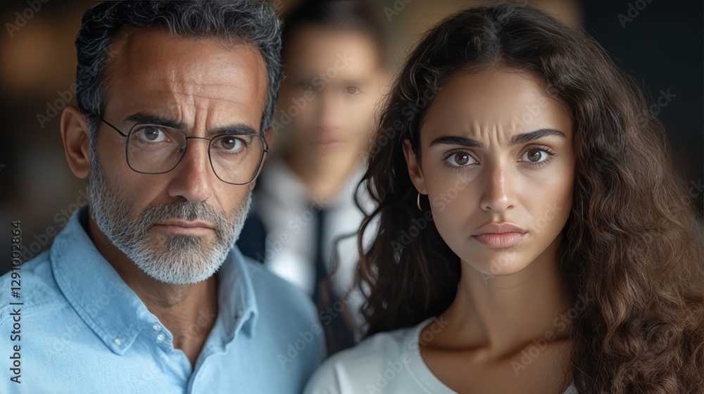 Fototapeta premium Power, Control, Fear. Hostile Work Environment, Workplace Harassment, Toxic Masculinity