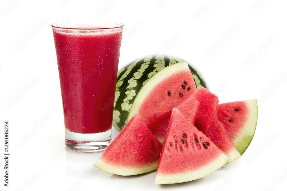 Fresh watermelon with slices served beside Fresh watermelon with slices served beside