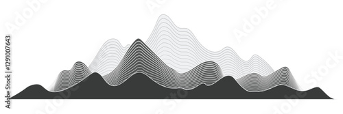 Imitation of mountain ranges, mountain line art, curved lines, vector background, minimalism