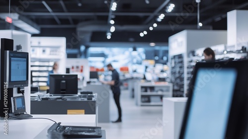 Wallpaper Mural Thief alert at a technology store with staff checking live feeds. Featuring quick reaction and electronic retail protection Torontodigital.ca