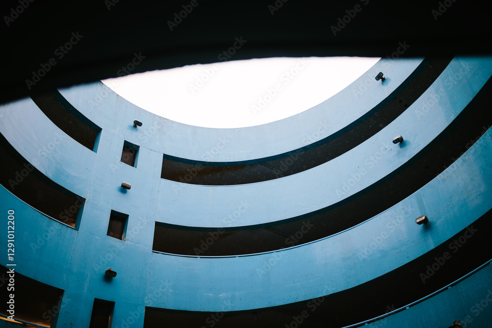 custom made wallpaper toronto digitalBlue parking lot structure with a modern curved design