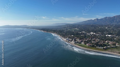 Scenic View of Pacific Ocean and Santa Barbara Coast, California 