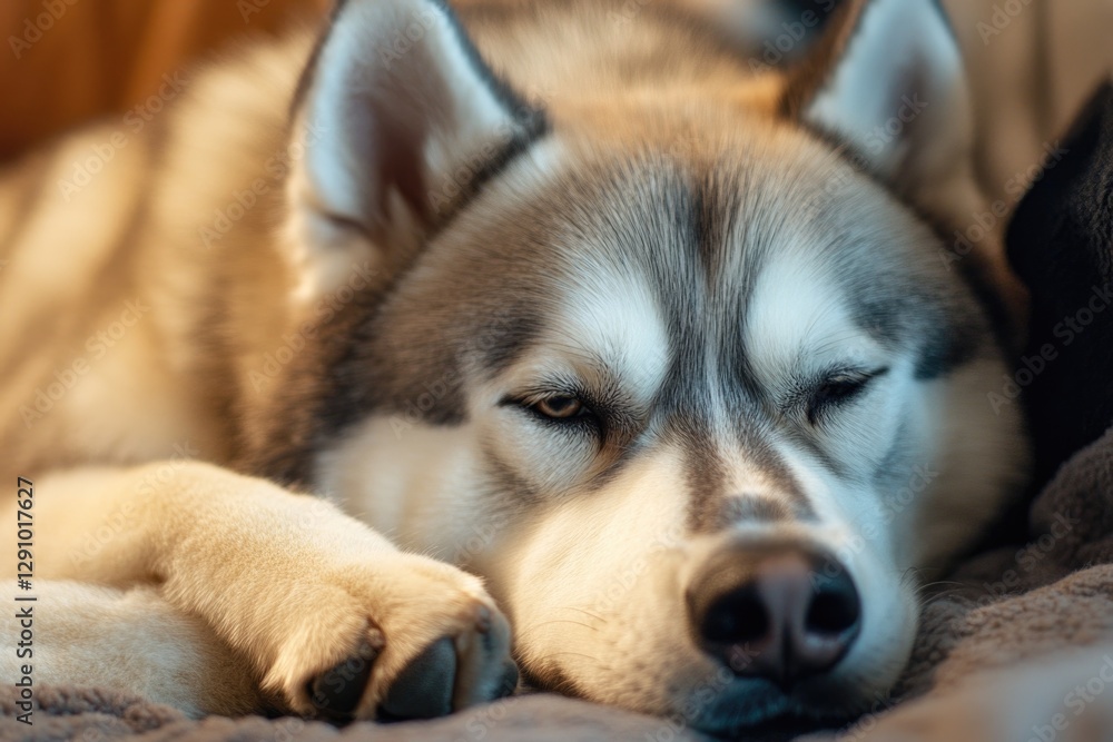 A dog relaxing on a bed, great for pet or animal related uses A dog relaxing on a bed, great for pet or animal related uses