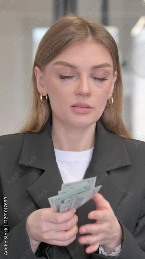 Portrait of Happy Young Businesswoman Counting Money Portrait of Happy Young Businesswoman Counting Money