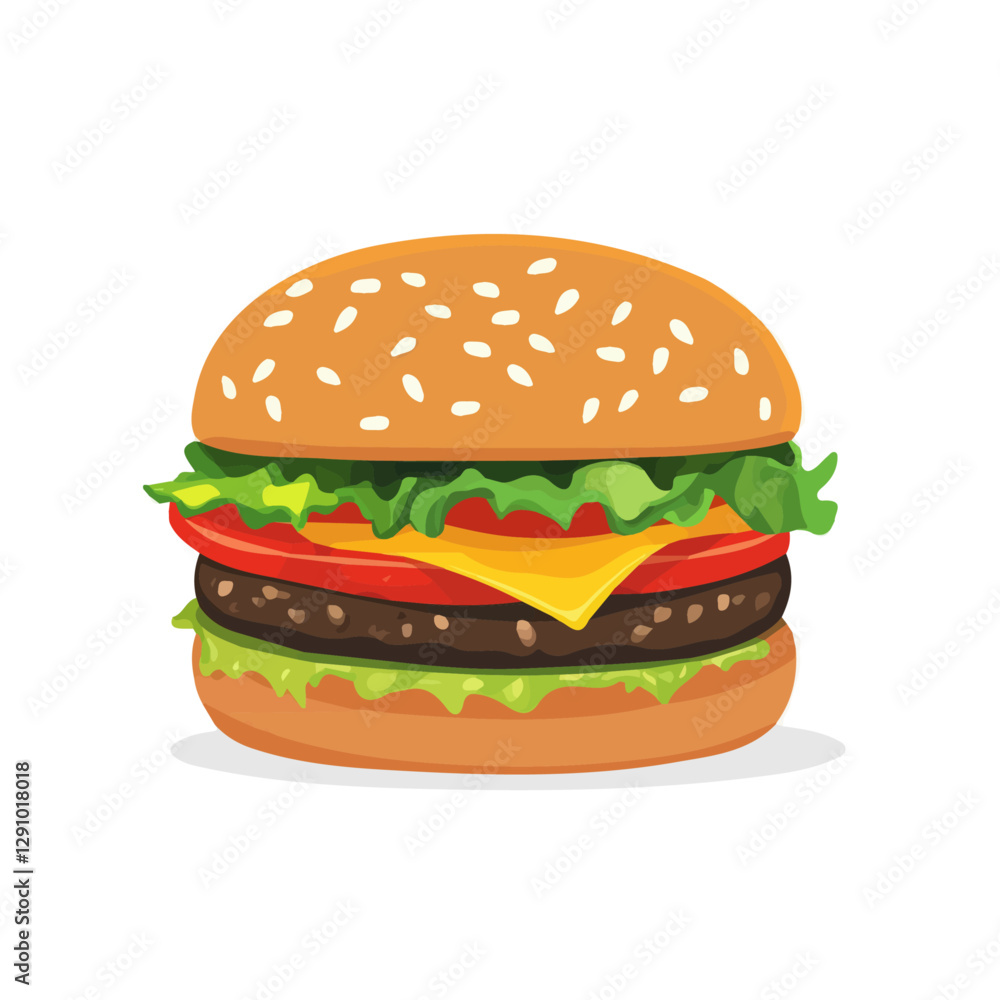 Minimalist flat illustration of Veggie Burger, featuring a clean design isolated on a white background.
Minimalist flat illustration of Veggie Burger, featuring a clean design isolated on a white background.