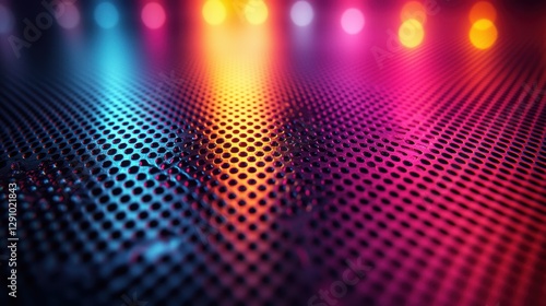Wallpaper Mural Abstract Colorful Neon Lights on Perforated Metal Surface Torontodigital.ca