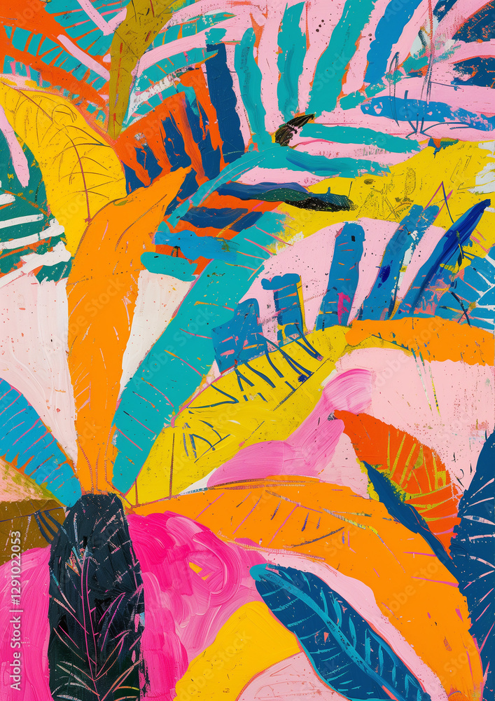 Fototapeta premium collage pattern oil painting illustration 