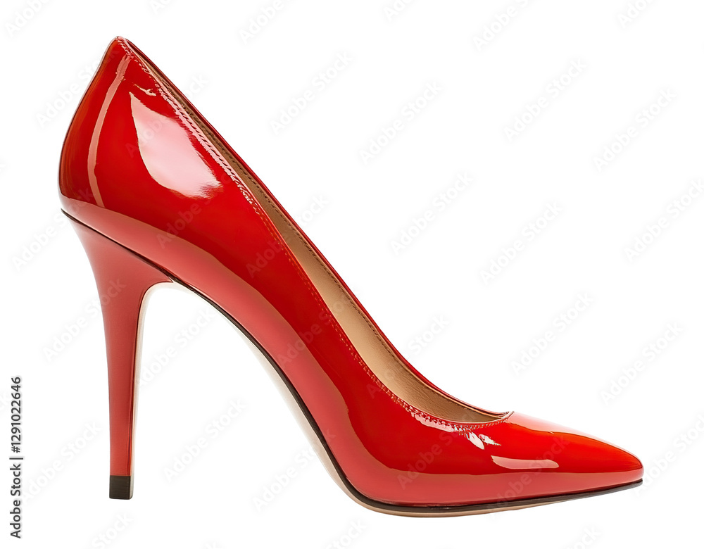 Red high-heeled shoe, isolated on transparent cutout background Red high-heeled shoe, isolated on transparent cutout background