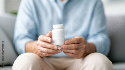 Senior Man Holding Pill Bottle