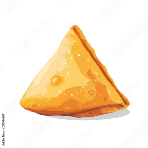 Minimalist flat illustration of a Samosa, featuring a clean design isolated on a white background.

