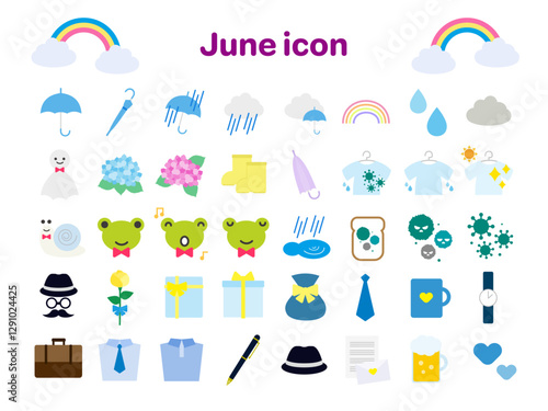 シンプルな6月のベクターアイコンイラストセット | June icon