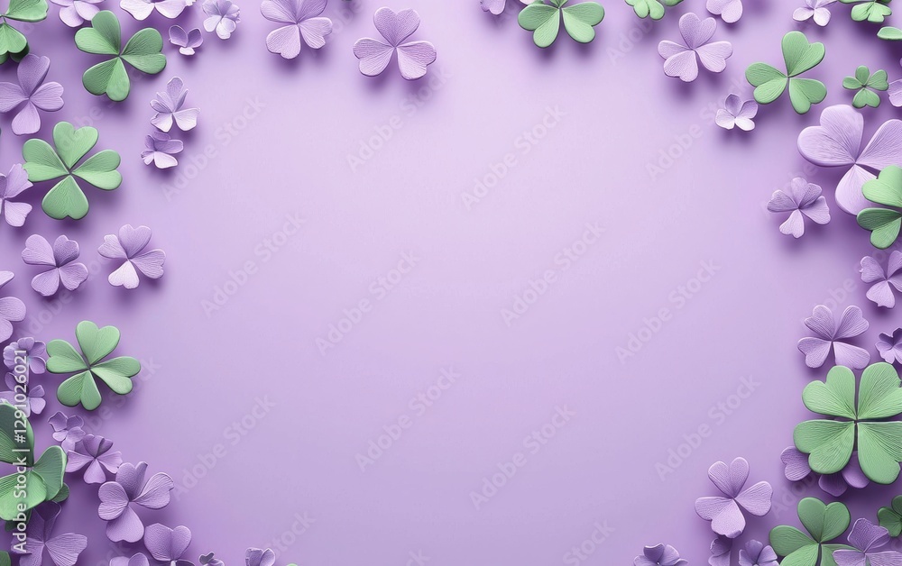Fototapeta premium Saint Patrick Day Purple 3d background minimalistic mockup with space for text