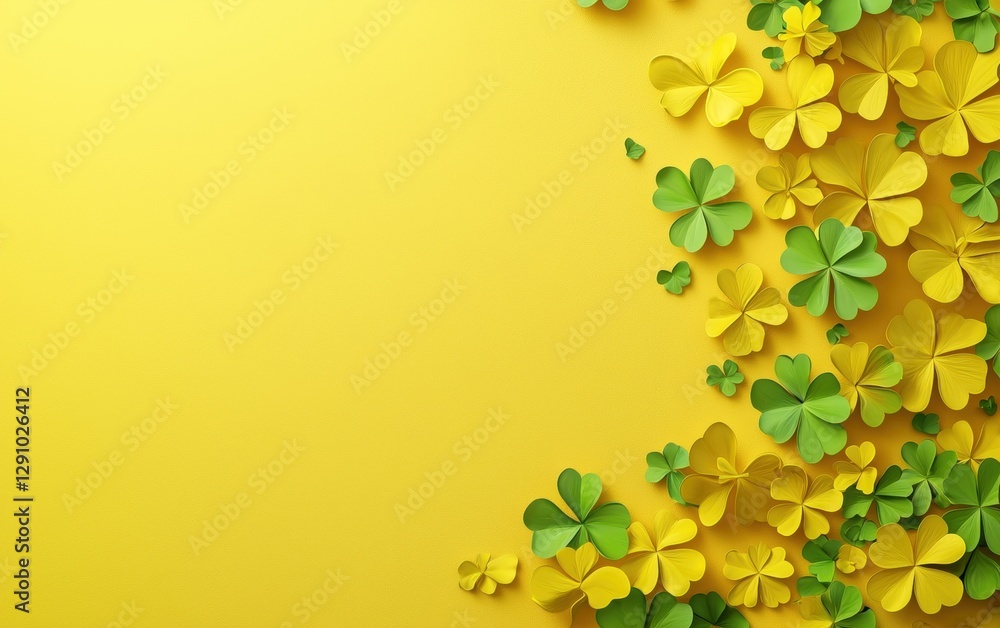Saint Patrick Day Yellow 3d background minimalistic mockup with space for text Saint Patrick Day Yellow 3d background minimalistic mockup with space for text