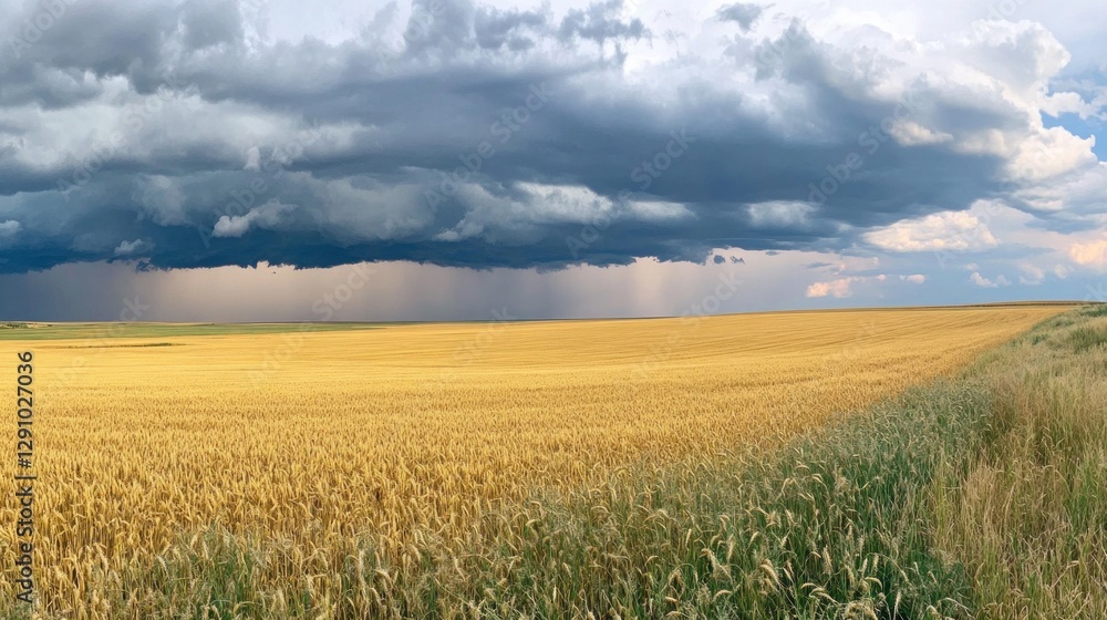 Dark storm clouds gathering over golden wheat field Dark storm clouds gathering over golden wheat field