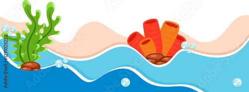 Wavy Beach With Coral Border