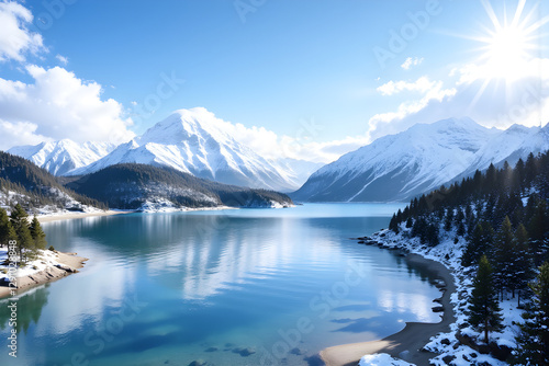 Scenery, snowy mountains