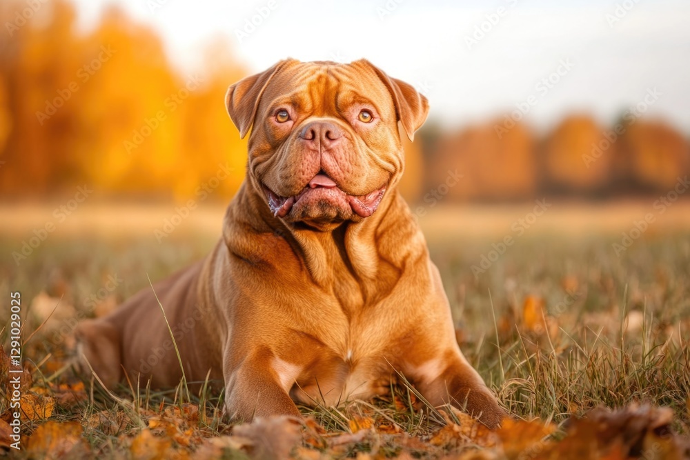 A brown dog lying on a vibrant green meadow, perfect for outdoor and nature-themed projects A brown dog lying on a vibrant green meadow, perfect for outdoor and nature-themed projects
