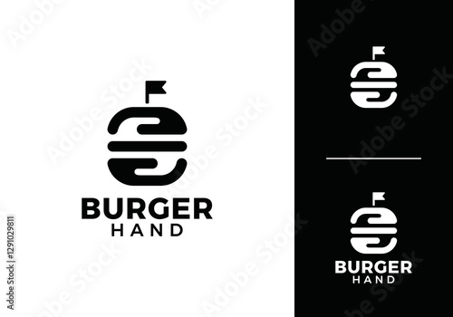 hand burger logo combination. food restaurant vector design inspiration