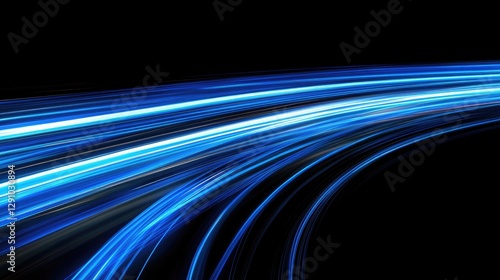 Dynamic Blue Light Trails on a Black Background