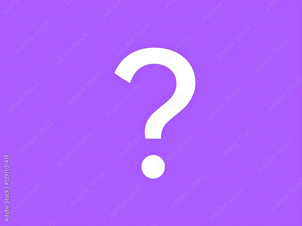 White Question Mark on Purple Backdrop Simple Graphic Illustration for Posing Thoughts and Ideas White Question Mark on Purple Backdrop Simple Graphic Illustration for Posing Thoughts and Ideas