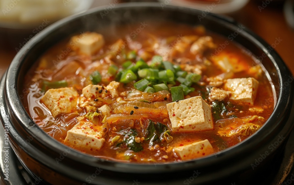Spicy Kimchi Jjigae Soup with Pork and Tofu Spicy Kimchi Jjigae Soup with Pork and Tofu