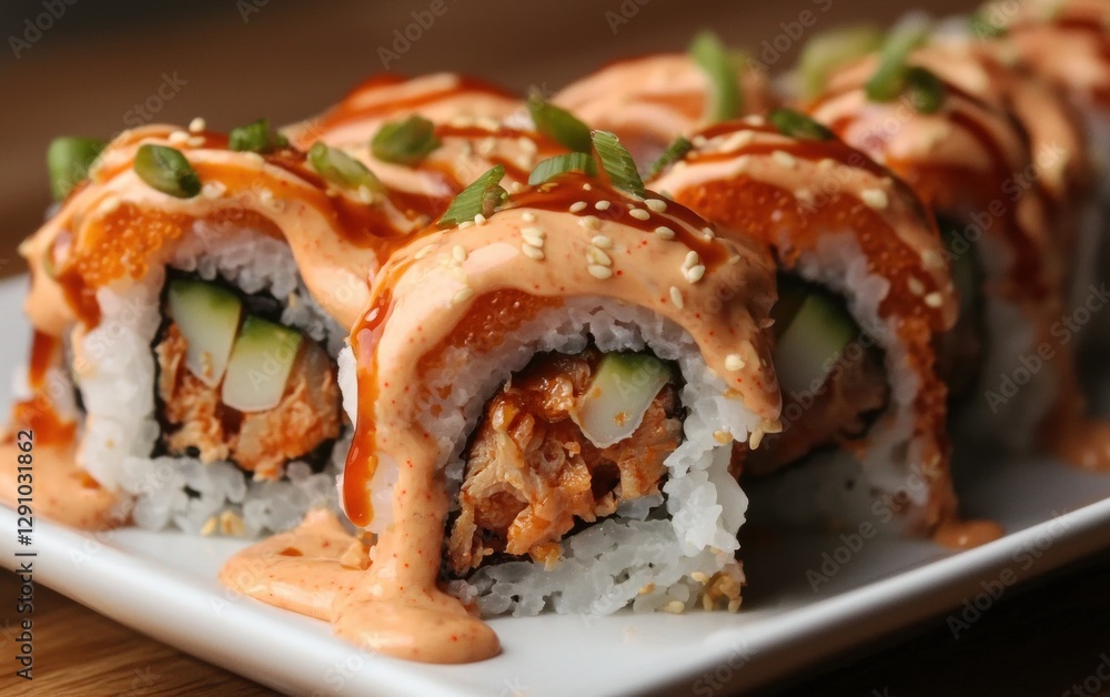 Spicy Tuna Sushi Roll with Sriracha Mayo Spicy Tuna Sushi Roll with Sriracha Mayo