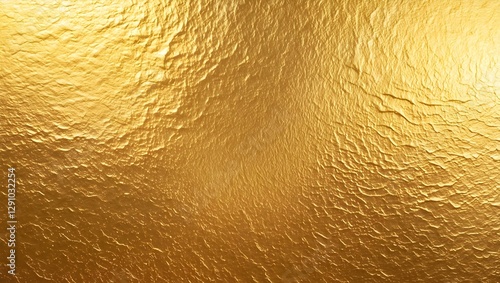 Wrinkled Gold Metal Texture, Deep Folds and Creases, Vintage and Elegant Appearance, Suitable for Architectural Visualization and Digital Art