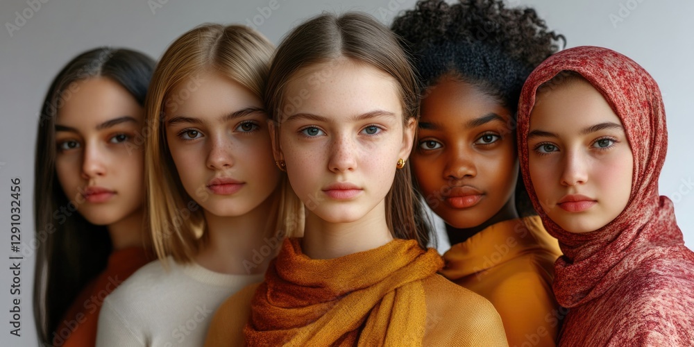Obraz premium A group of young women standing next to each other